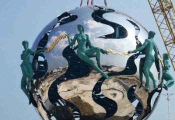 地球雕塑供應，花園小品，鏡面地球天使雕塑廠家