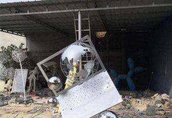 地球儀雕塑通用，街景小品，筆記本地球儀雕塑制造