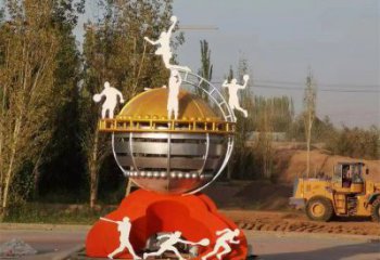 地球儀雕塑廠家，標識雕塑，地球儀人物雕塑制作