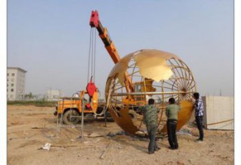 地球儀雕塑安裝，標識雕塑，烤漆地球儀雕塑優選