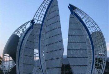 售樓部帆船雕塑，噴砂發光雕塑，烤漆題材