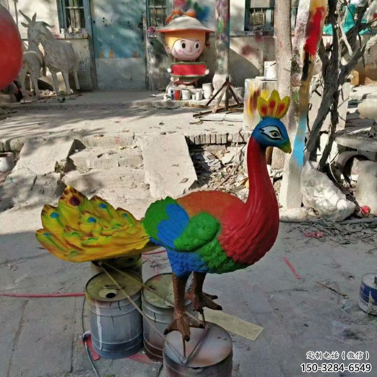 中式彩繪孔雀雕塑，廣場系列，仿真孔雀雕塑供需?