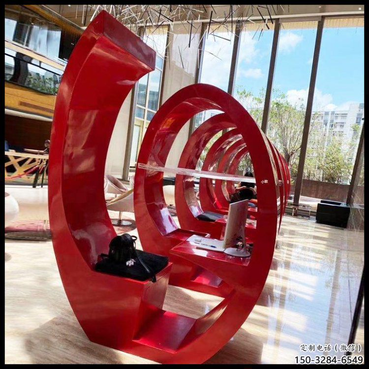 膠卷坐凳雕塑，螺旋藝術形態，螺旋坐凳雕塑制作