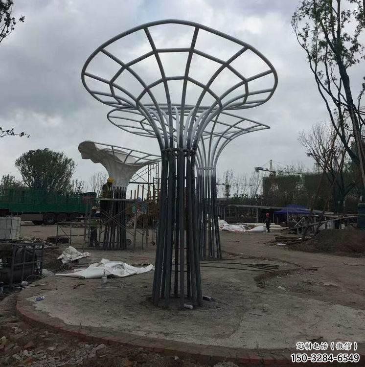 遮陽樹雕塑制造，鏤空雕塑，不銹鋼遮陽樹雕塑廠家