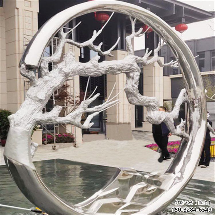 圓環樹雕塑制造商，露天雕塑，不銹鋼圓環樹雕塑訂做