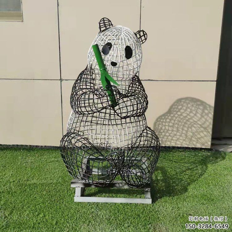 熊貓雕塑常用，公園小品，鏤空熊貓雕塑生產商