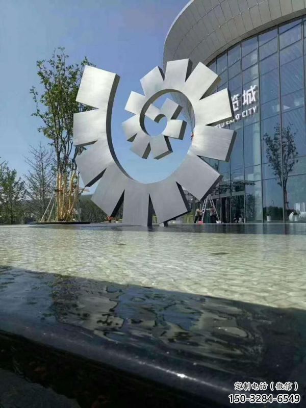 烤漆圓環雕塑制造商，室外軟裝，燈光圓環雕塑制作承接