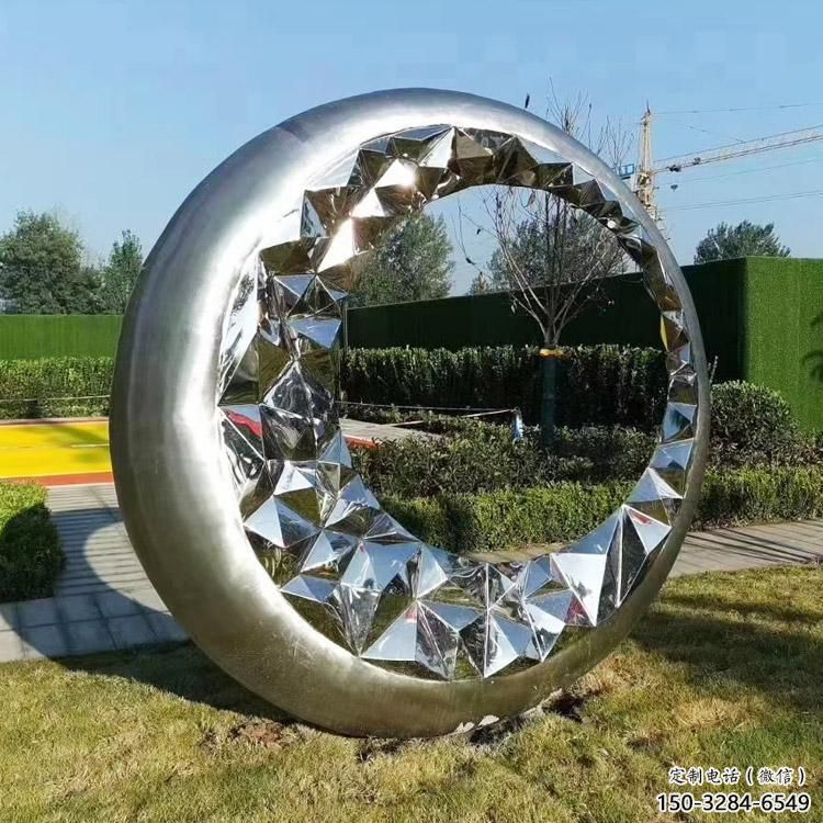 圓圈雕塑訂做，景區(qū)案例，不銹鋼圓圈雕塑定制