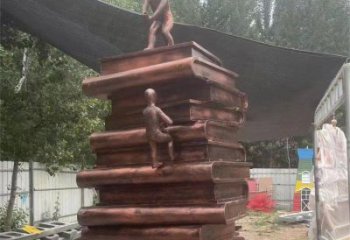金屬疊書雕塑制作，陸地擺件，鑄銅疊書雕塑制造商