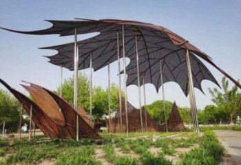 鏤空楓葉雕塑觀賞型，街景小品，鐵藝楓葉雕塑常用