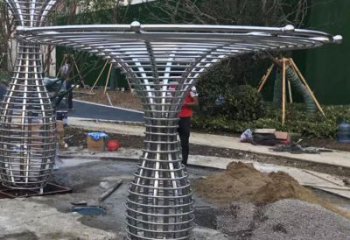 遮陽樹雕塑，彩鋼制作，景觀鏤空遮陽樹雕塑優價