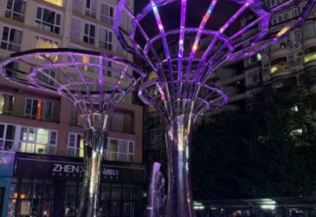 燈光樹雕塑選用，廣場(chǎng)雕塑，燈光蘑菇樹雕塑異型廠家