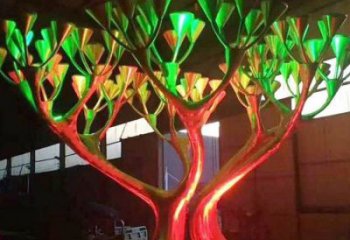 燈光樹雕塑優(yōu)價(jià)，村標(biāo)概念，燈光蘑菇樹雕塑廠家精品