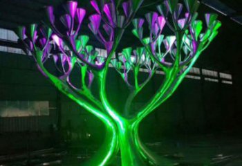 制造燈光樹雕塑，鋼管組合，燈光蘑菇樹雕塑制作廠家