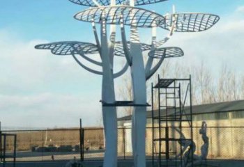 蘑菇樹雕塑承接，景區(qū)案例，幾何鏤空蘑菇樹雕塑承接