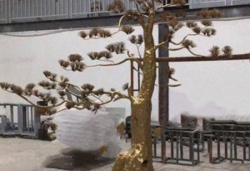 松樹雕塑廠家，村標概念，不銹鋼松樹雕塑通用