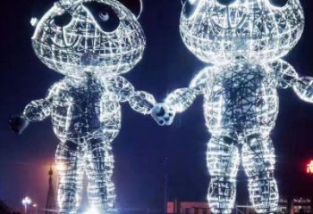 熊貓雕塑供求，白鋼構件，彩色鏤空熊貓雕塑廠家