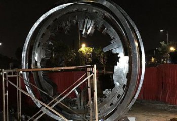 圓環雕塑制造商，酒店擺件，不銹鋼圓環雕塑定制