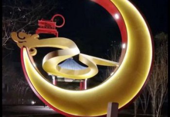 制造月亮雕塑廠家，地標(biāo)擺件，烤漆鏤空月亮雕塑精選