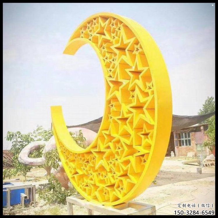 月亮船雕塑供應，城區小品，不銹鋼月亮船雕塑制造商