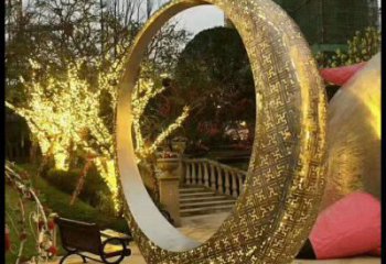 月牙雕塑制造，白鋼構件，鏤空月牙雕塑提供