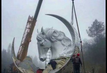 月亮雕塑通用，陸地擺件，各類月亮馬頭雕塑點擊