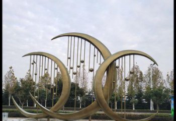 大型月亮雕塑公司，花園小品，月亮水簾雕塑廠家提供