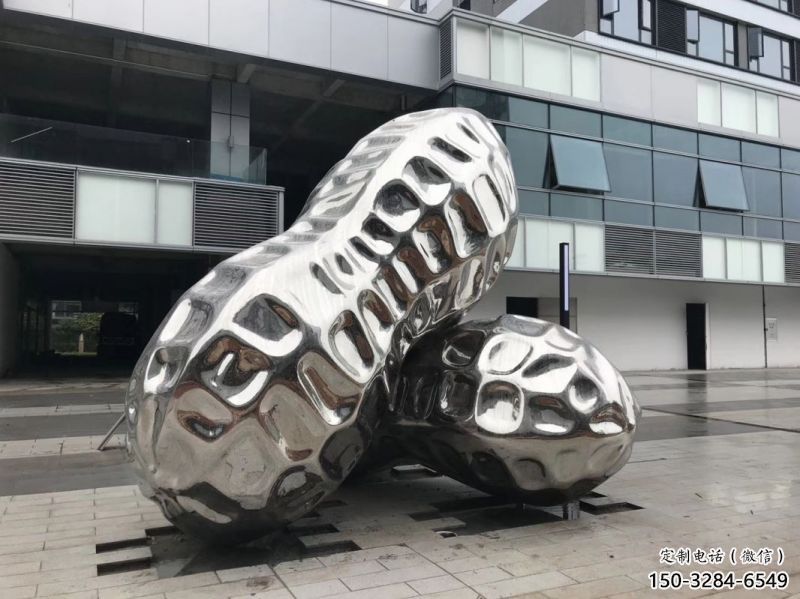 長樂花生雕塑制造，白鋼構(gòu)件，不銹鋼花生雕塑提供