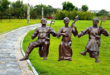 銅陵拉二胡雕塑點(diǎn)擊，景觀雕塑，別墅民俗人物雕塑供求