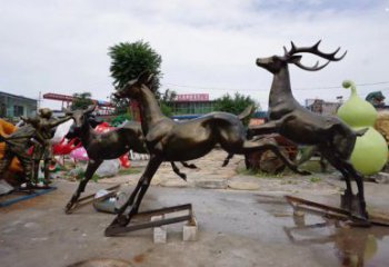 長樂戶外小鹿批發，動物雕塑，梅花鹿銅雕塑供求