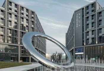 潮州水簾圓環雕塑，直噴式旱地水景噴泉雕塑