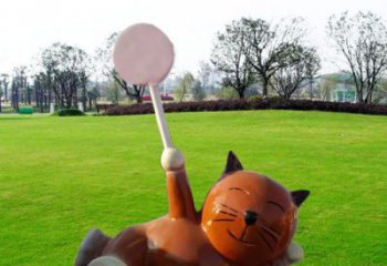 梧州小區(qū)小貓雕塑，抽象系列，彩繪工藝