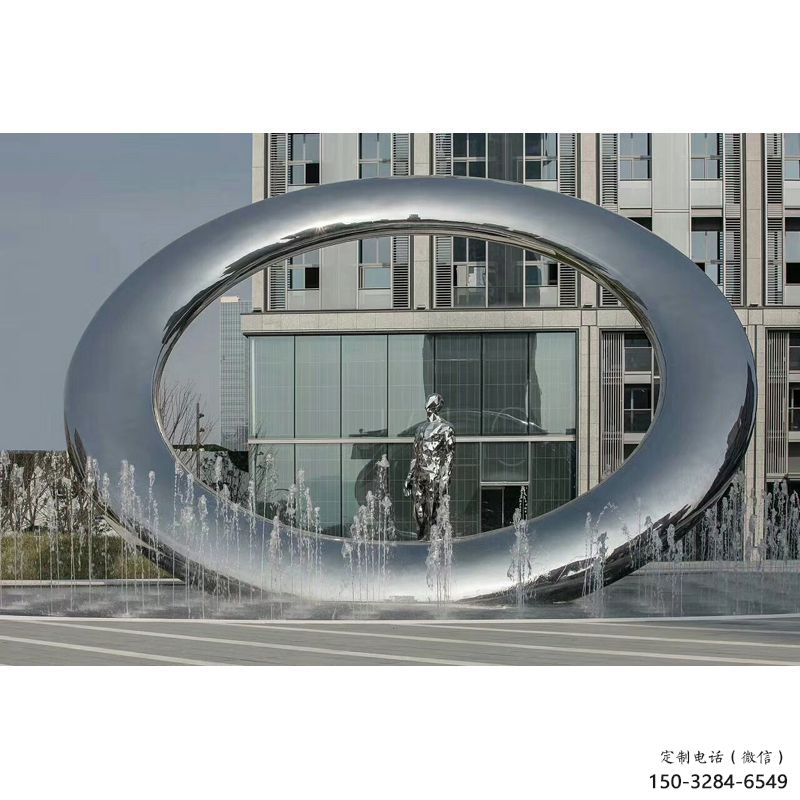定安小區圓環雕塑，水簾噴泉雕塑，水景藝術效果