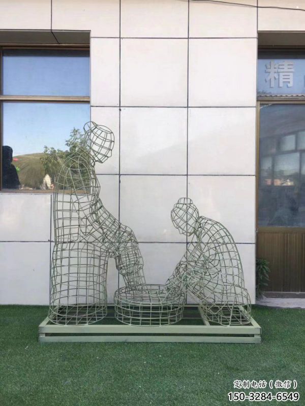 邢臺鏤空孝道雕塑通用，街景小品，鐵藝洗腳雕塑制造