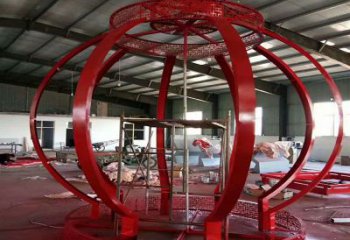 瓊山景觀燈籠雕塑優選，陸地擺件，園林不銹鋼燈籠雕塑供應