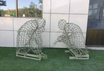 保定鏤空下棋雕塑供需，廣場雕塑，鐵藝民俗人物雕塑選用