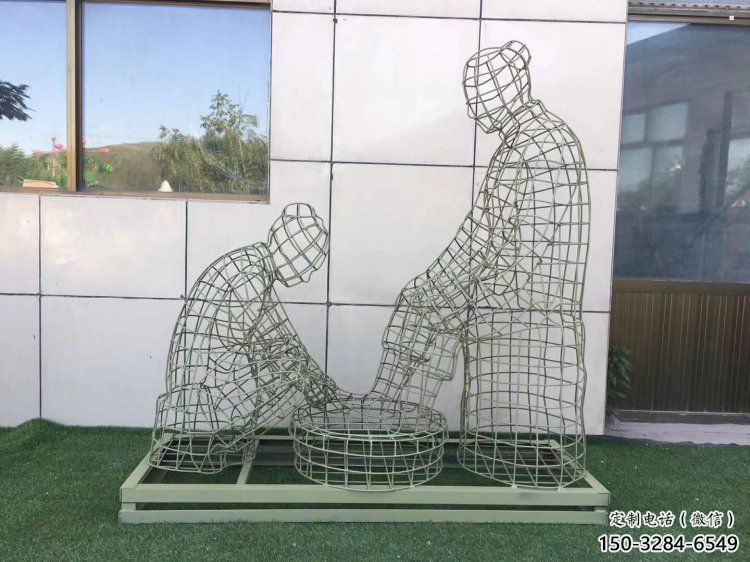 永州鏤空洗腳雕塑制作，園林裝飾，鐵藝孝道人物雕塑