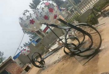 南關大型蒲公英坐凳雕塑，現代元素設計，不銹鋼坐凳雕塑