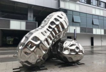 四平花生雕塑制造，白鋼構件，不銹鋼花生雕塑提供