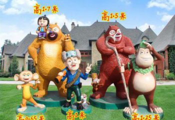 遼源廣場維尼熊雕塑，卡通水景雕塑，抽象效果