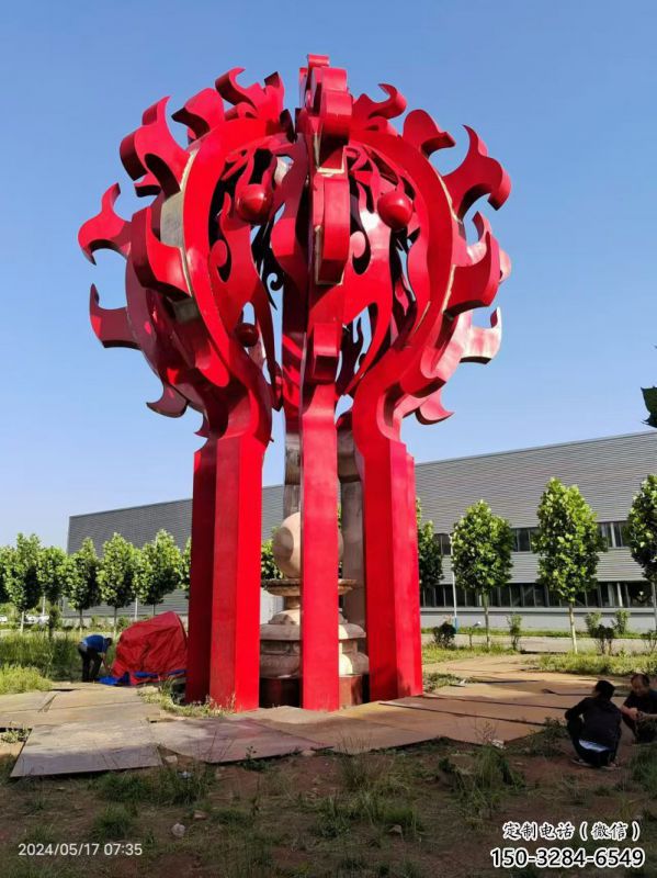 上饒火球雕塑，精神堡壘火球雕塑落地展示
