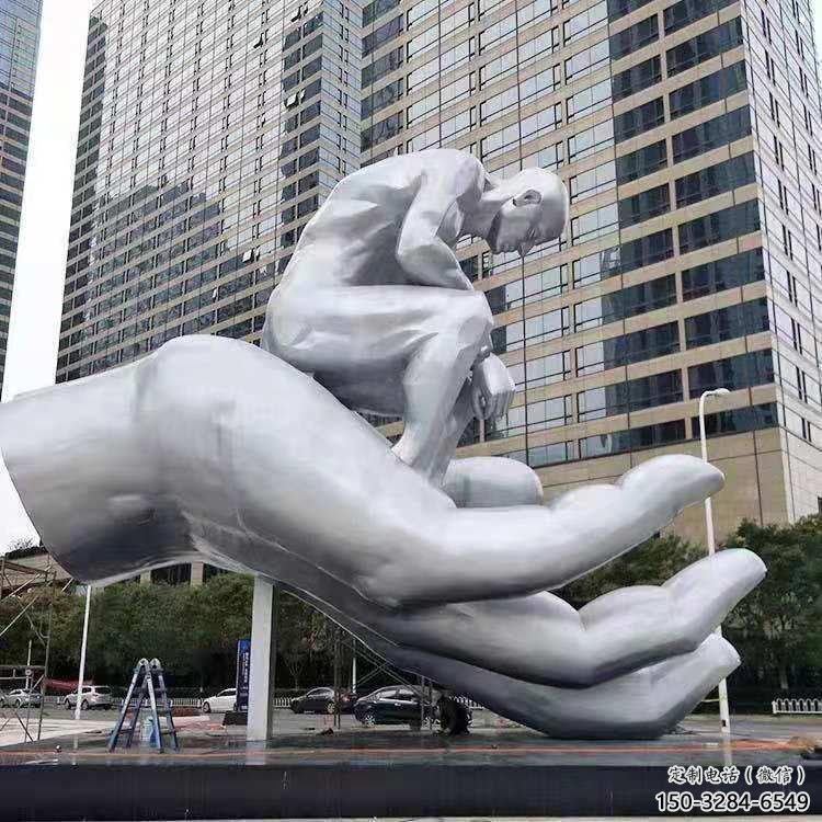 錦州沉思者雕塑，景觀雕塑，手托人物雕塑廠家提供
