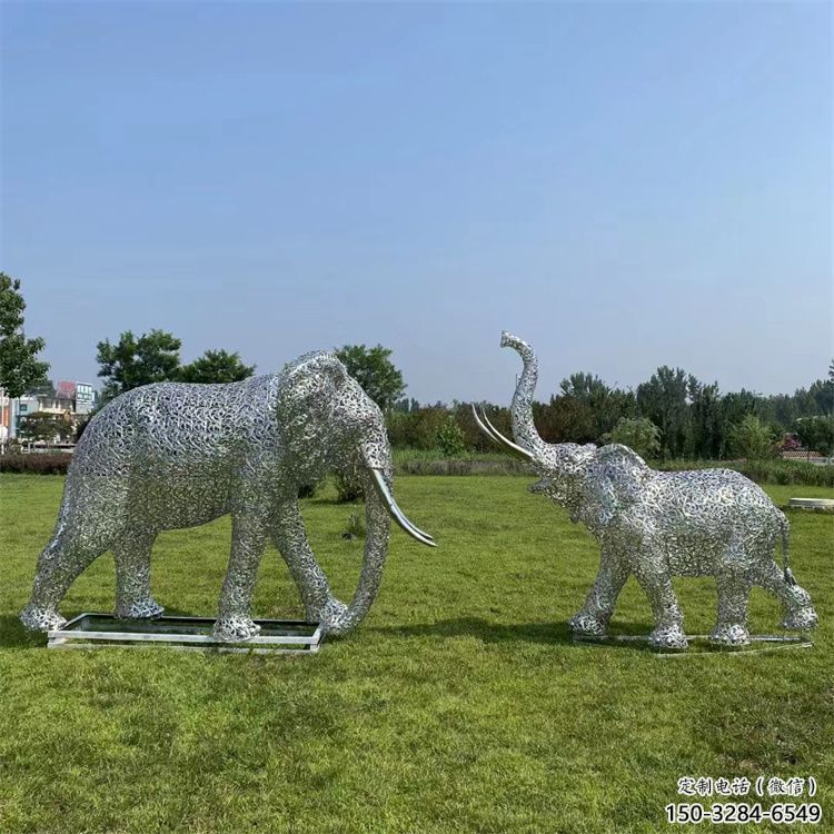 同心鏤空大象雕塑制造商，動(dòng)物擺件，透雕大象雕塑定制