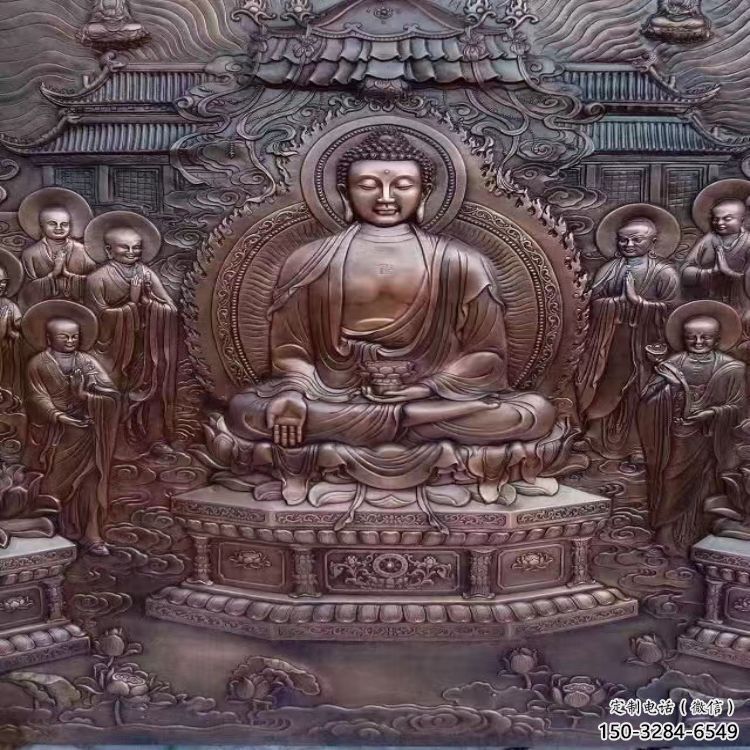 同心鍛銅浮雕常用，寺廟景觀，黃銅佛像浮雕生產商