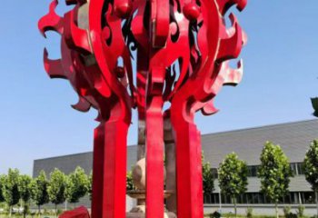 金鳳火球雕塑，精神堡壘火球雕塑落地展示