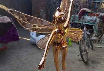 鹽池小精靈雕塑，抽象卡通雕塑，美陳人物擺件