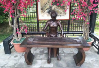 朔州彈古箏雕塑廠家，景觀概念，民俗人物雕塑通用