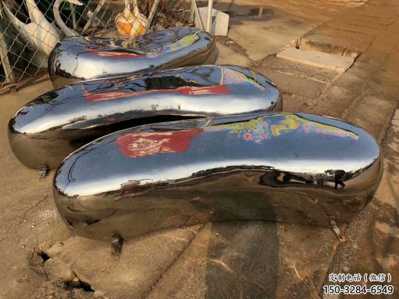 延安坐凳雕塑，小區園林雕塑，不銹鋼鏡面效果