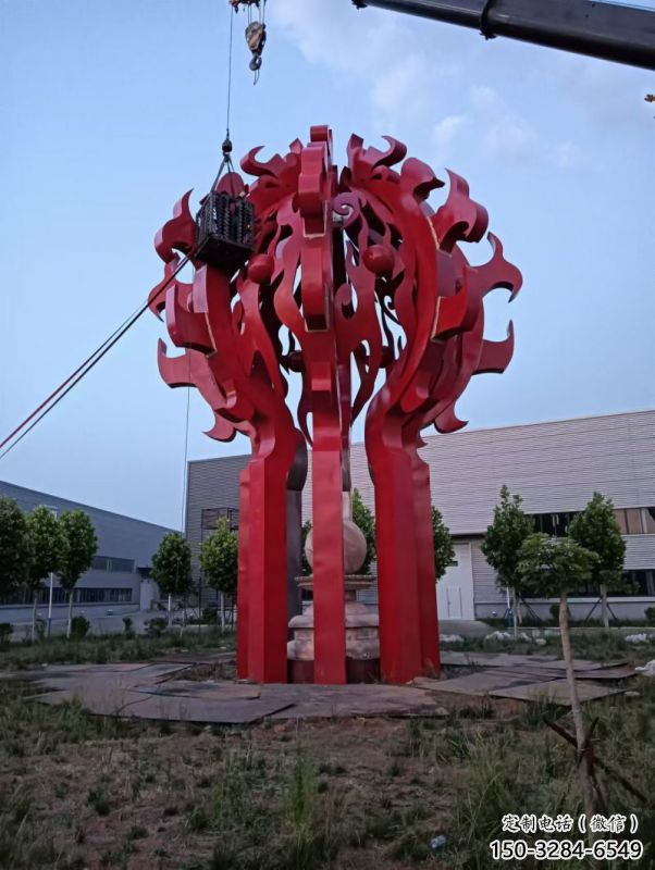 克拉瑪依火球雕塑，精神堡壘火球雕塑落地展示