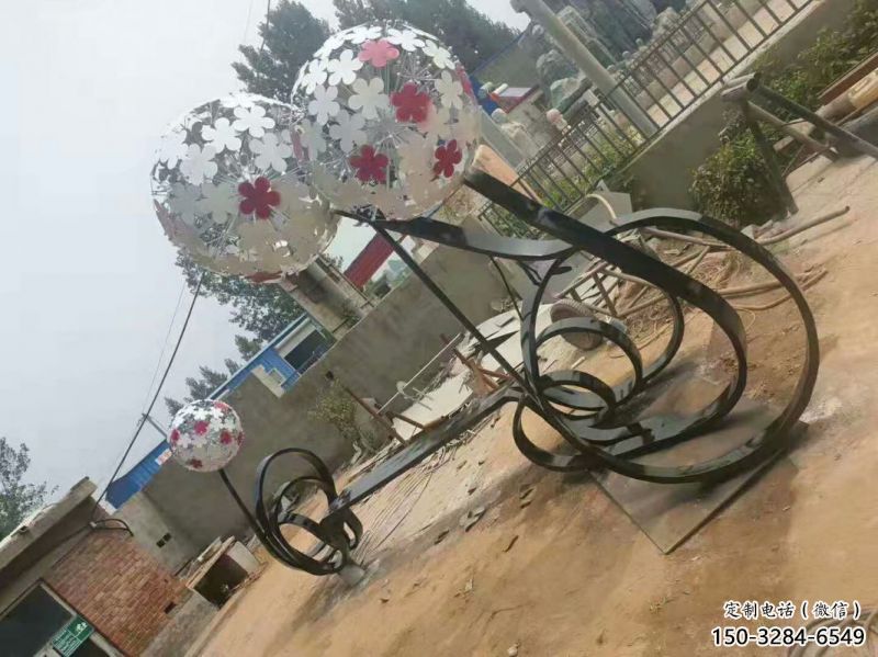 昆明大型蒲公英坐凳雕塑，現代元素設計，不銹鋼坐凳雕塑